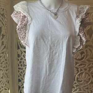 White Ruffle Sleeve Top